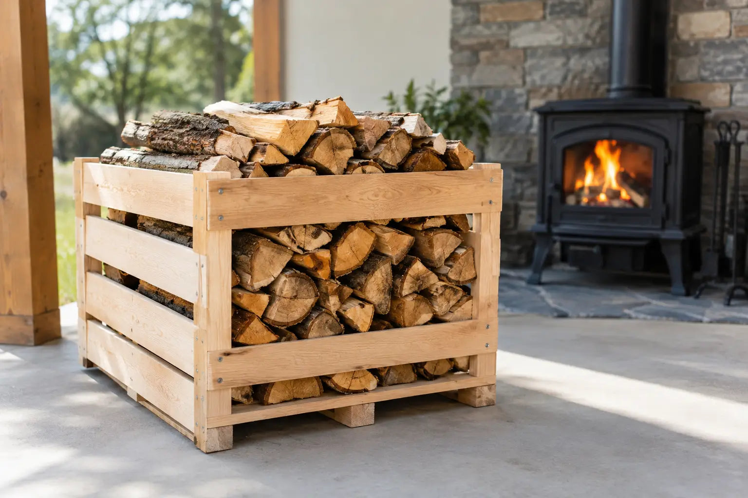 Hardwood Crates of Logs Near Me for Your Stove
