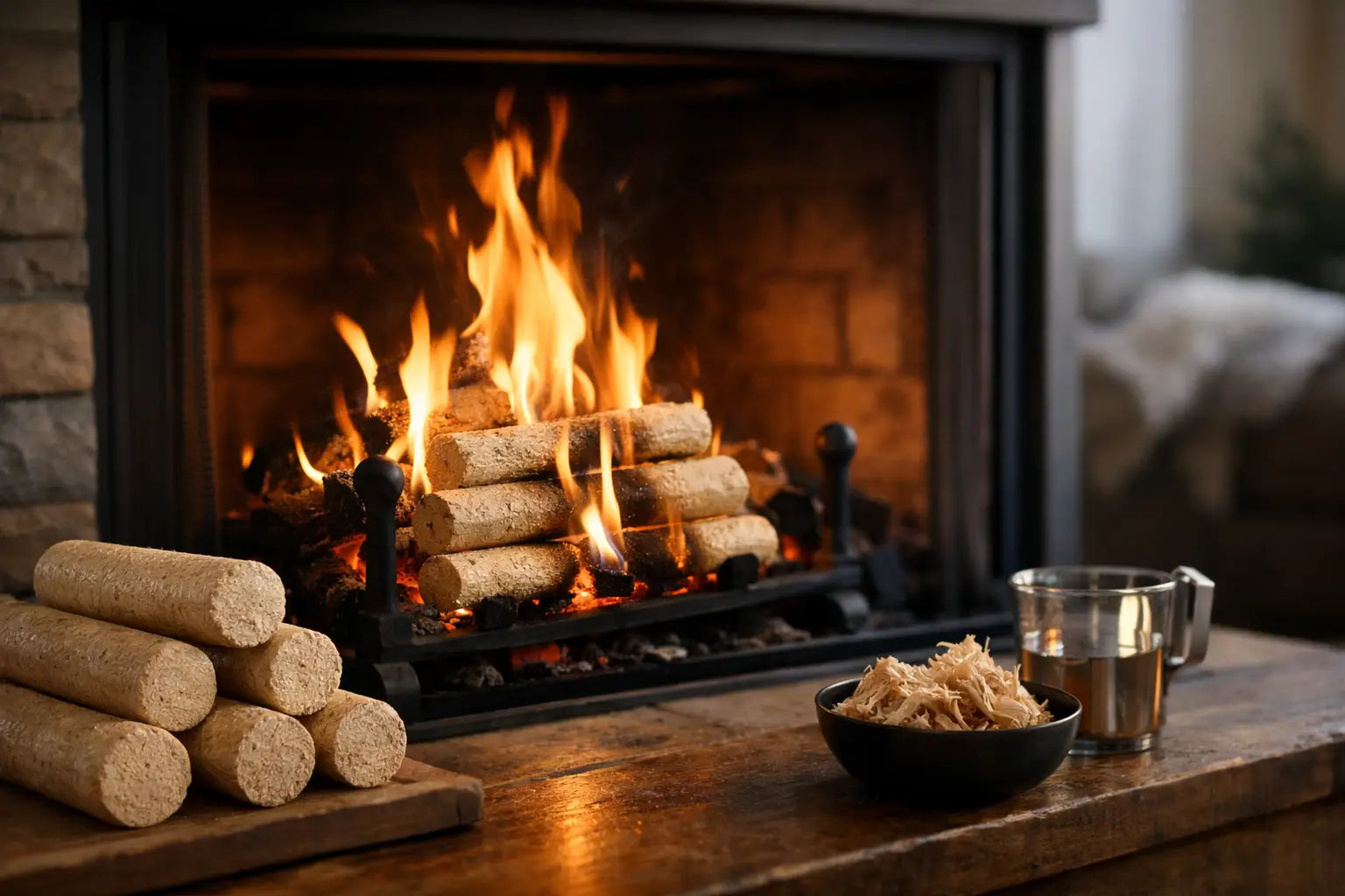 Clean Burning Fuel for an Open Fireplace in Winter