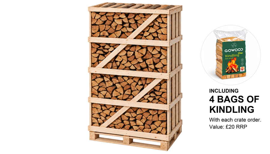 Kiln Dried Birch Logs (Large Crate) Including Kindling