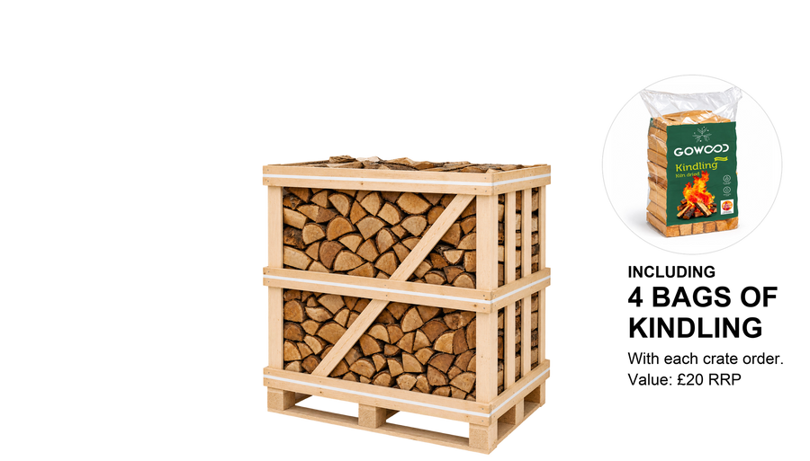 Kiln Dried Birch Logs (Standard Crate) Including Kindling