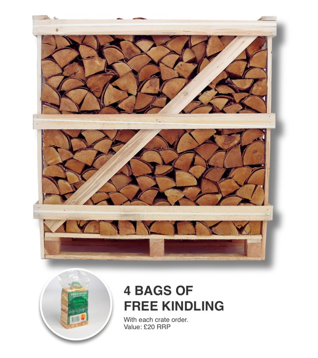 Kiln Dried Alder Logs (Standard Crate) + Free Kindling