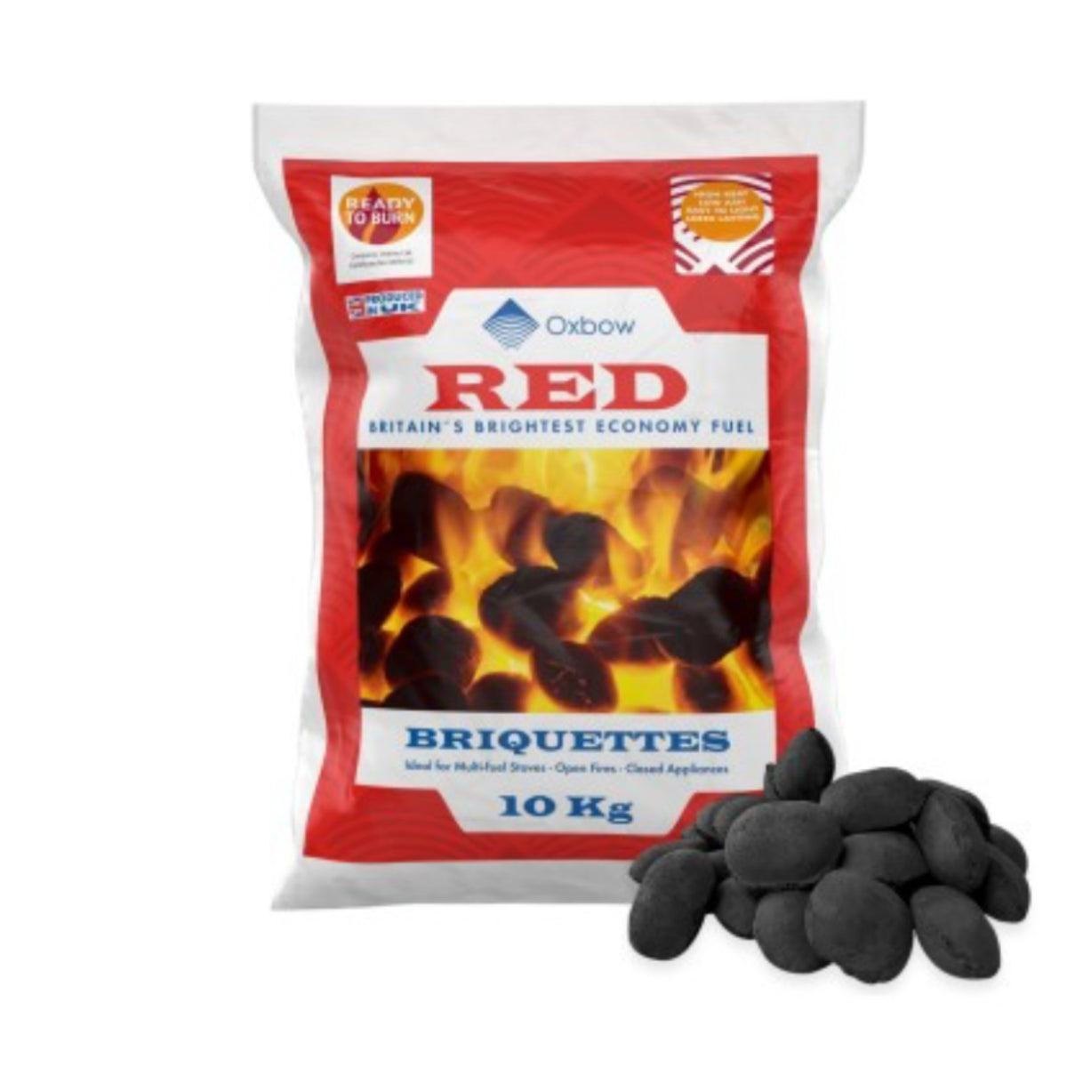 Oxbow Red 100 x 10kg - 1,000kg - Smokeless Coal Briquettes