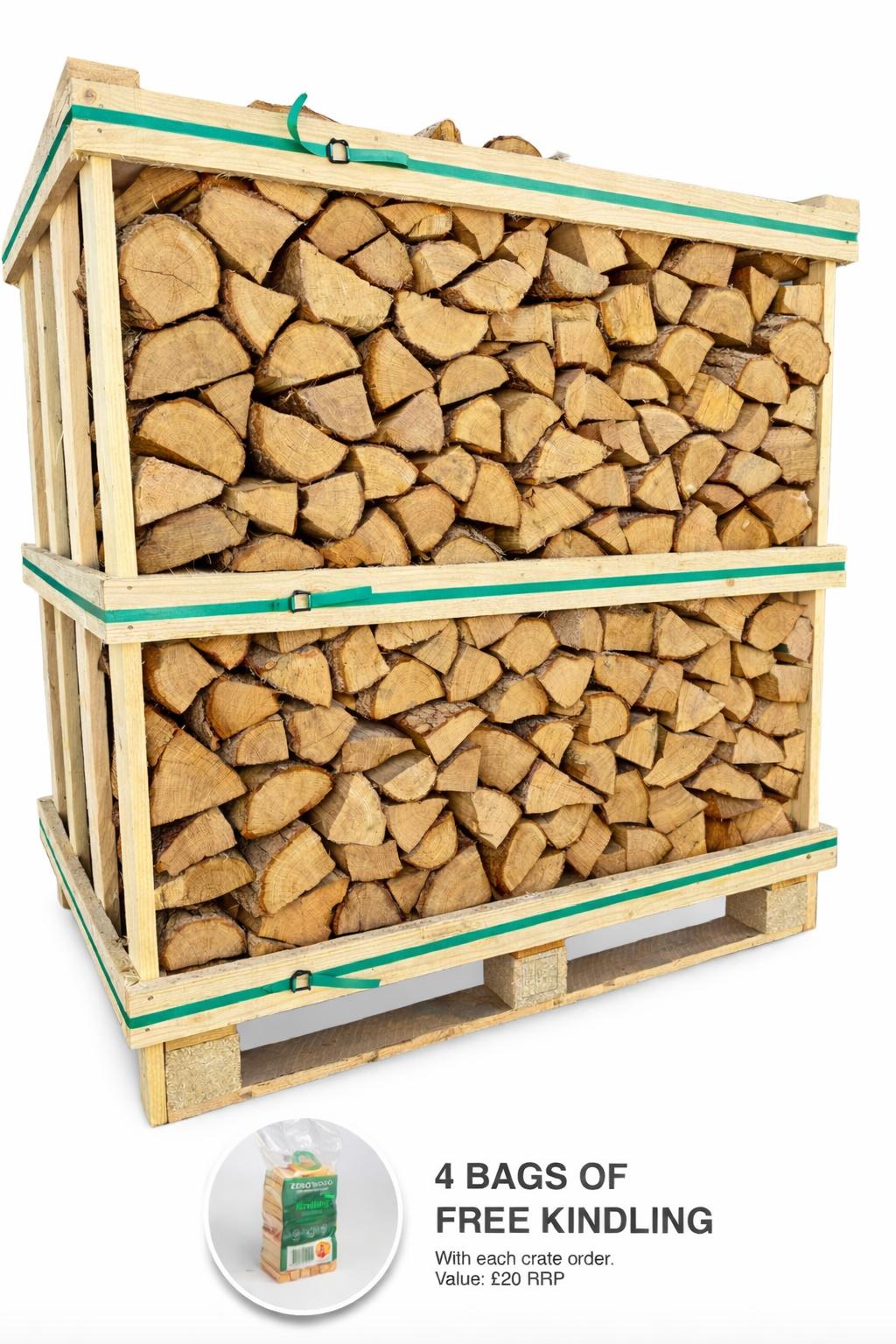 Kiln Dried Oak Logs (Standard Crate) + Free Kindling