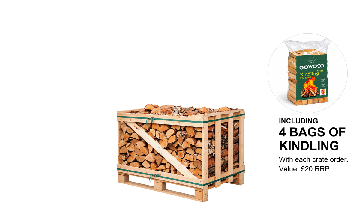 Kiln Dried Birch Logs (Economy Crate) Including Kindling