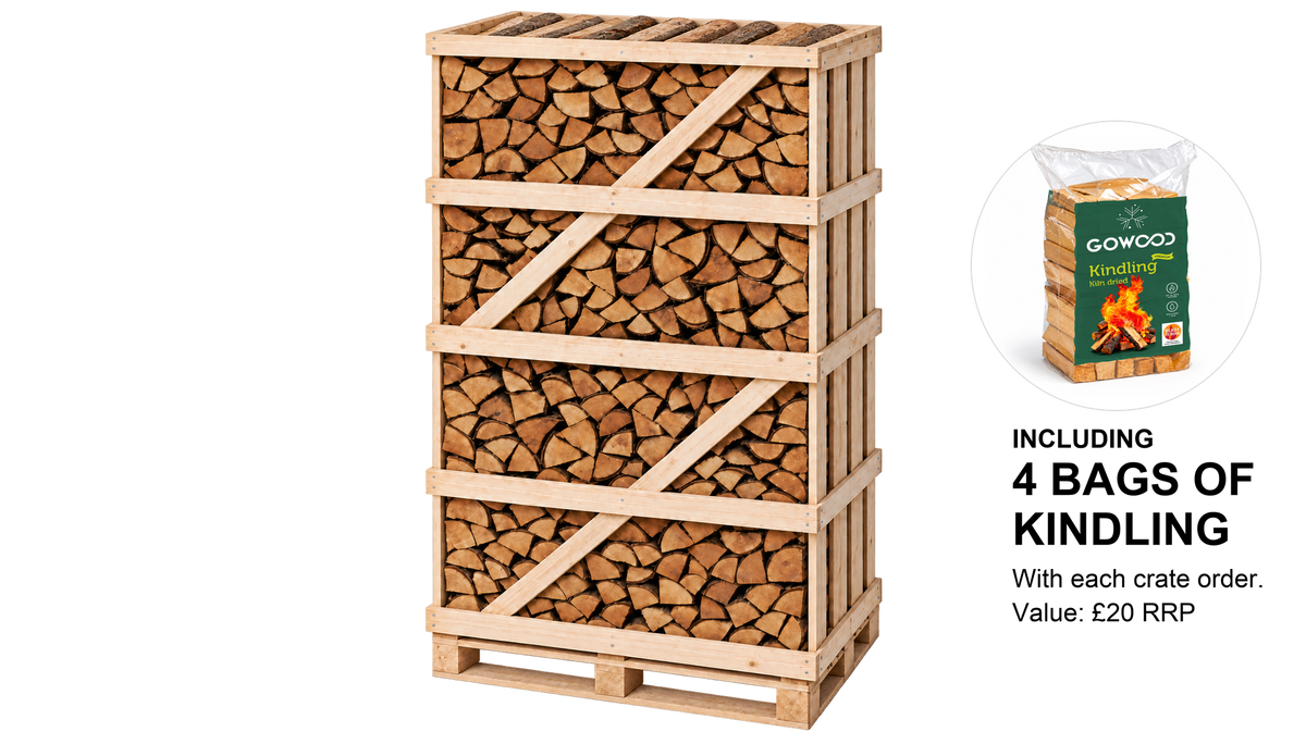 Kiln Dried Birch Logs (Large Crate) Including Kindling