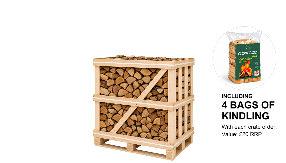 Kiln Dried Birch Logs (Standard Crate) Including Kindling